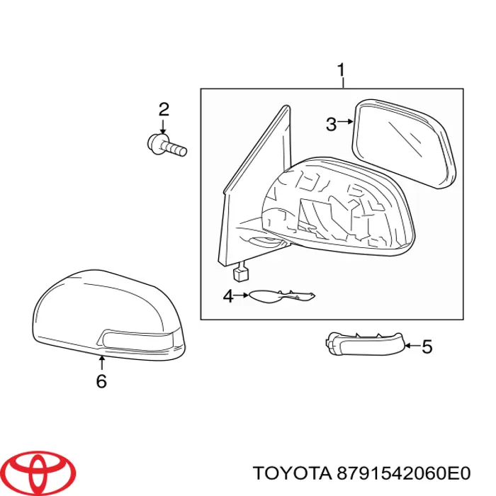 E Toyota Espejo Retrovisor Derecho