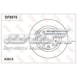 Disco de freno trasero DF8070 TRW