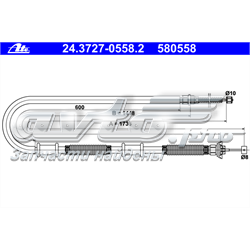 24372705582 ATE cable de freno de mano trasero derecho