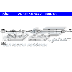 24.3727-0743.2 ATE cable de freno de mano trasero izquierdo