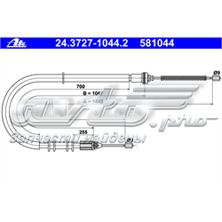 24.3727-1044.2 ATE cable de freno de mano trasero derecho