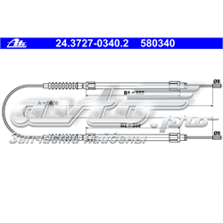 24.3727-0340.2 ATE cable de freno de mano trasero derecho/izquierdo