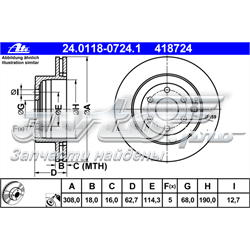 24.0118-0724.1 ATE disco de freno trasero