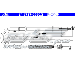 24.3727-0560.2 ATE cable de freno de mano trasero izquierdo