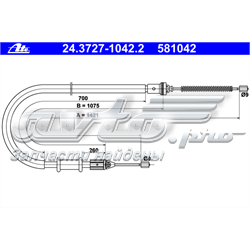 24.3727-1042.2 ATE cable de freno de mano trasero derecho