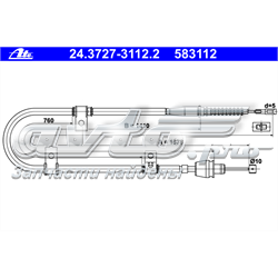 24.3727-3112.2 ATE cable de freno de mano trasero izquierdo