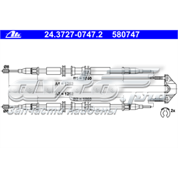 24.3727-0747.2 ATE cable de freno de mano trasero derecho/izquierdo