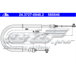 24.3727-0846.2 ATE cable de freno de mano trasero derecho/izquierdo