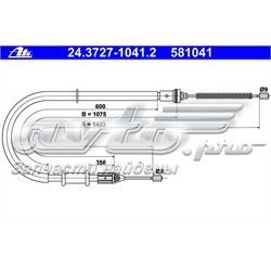 24.3727-1041.2 ATE cable de freno de mano trasero izquierdo