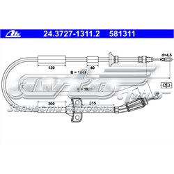 Cable de freno de mano trasero derecho/izquierdo 24372713112 ATE