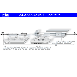 24.3727-0306.2 ATE cable de freno de mano trasero derecho