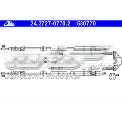 24.3727-0770.2 ATE cable de freno de mano trasero derecho/izquierdo