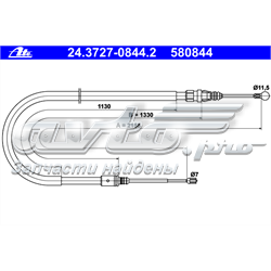 24.3727-0844.2 ATE cable de freno de mano trasero derecho/izquierdo