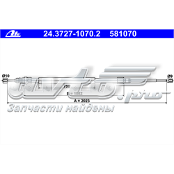 24.3727-1070.2 ATE cable de freno de mano trasero derecho/izquierdo