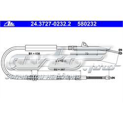 24.3727-0232.2 ATE cable de freno de mano trasero izquierdo