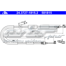 24.3727-1815.2 ATE cable de freno de mano trasero izquierdo