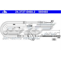 24372704602 ATE cable de freno de mano trasero derecho