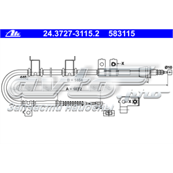 24.3727-3115.2 ATE cable de freno de mano trasero izquierdo