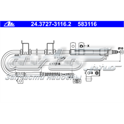 24.3727-3116.2 ATE cable de freno de mano trasero izquierdo