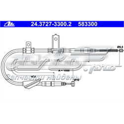 24.3727-3300.2 ATE cable de freno de mano trasero izquierdo