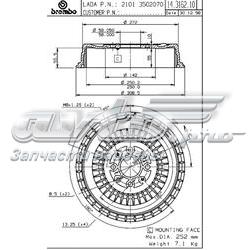 Freno de tambor trasero 14316210 Brembo