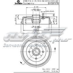 Freno de tambor trasero 14572310 Brembo