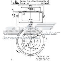 Freno de tambor trasero 14774010 Brembo