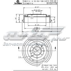 Freno de tambor trasero 14724910 Brembo