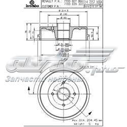 Freno de tambor trasero 14725710 Brembo