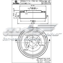 Freno de tambor trasero 14938110 Brembo