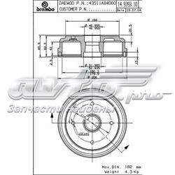 Tambor de freno trasero 14939310 Brembo