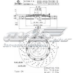 40206KB50A Nissan freno de disco delantero