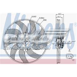 Ventilador (rodete +motor) refrigeración del motor con electromotor, izquierdo 85728 Nissens
