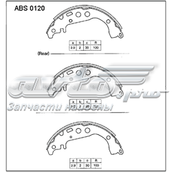 ABS0120 Allied Nippon zapatas de frenos de tambor traseras