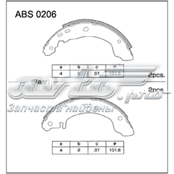 ABS0206 Allied Nippon zapatas de frenos de tambor traseras