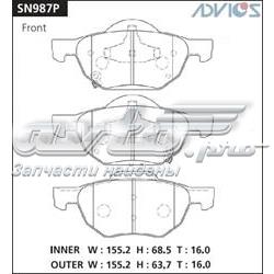 SN987P Advics pastillas de freno traseras