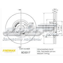 BD5017 Fremax disco de freno delantero