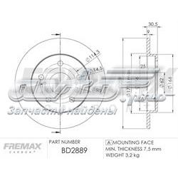 BD2889 Fremax disco de freno trasero