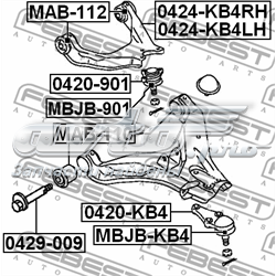 Comprar 0429009 Febest Perno de fijación del brazo inferior delantero