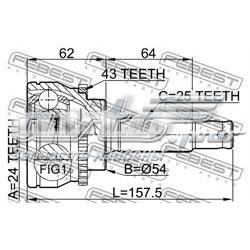 Junta homocinética exterior delantera Febest 0410033A43