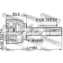Junta homocinética exterior delantera Febest 0710XL7