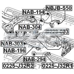 NAB304 Febest suspensión, cuerpo del eje trasero