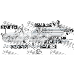 Buje delantero del brazo longitudinal trasero Febest MZAB152