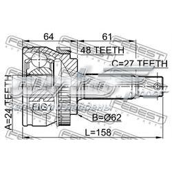 Comprar 2210NSP20A48 Febest Junta homocinetica