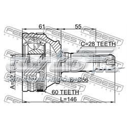 2910FL Febest junta homocinética exterior delantera/trasera