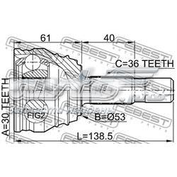 Junta homocinética exterior delantera Febest 2310029