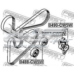 Tensor de la correa trapecial poli v Febest 0490CW5W