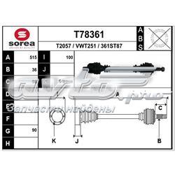 T78361 EAI árbol de transmisión delantero izquierdo