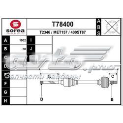 T78400 EAI árbol de transmisión delantero derecho