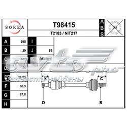 T98415 EAI árbol de transmisión delantero izquierdo